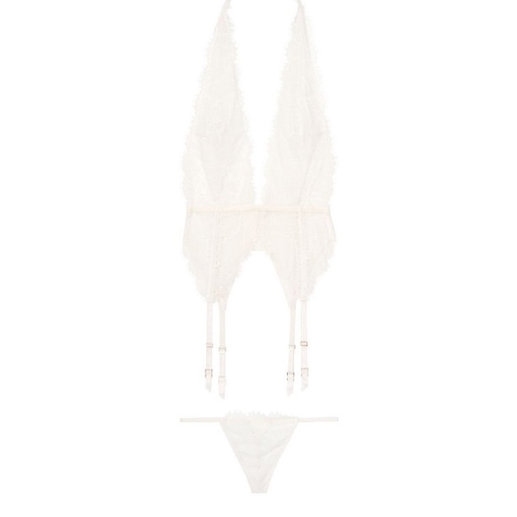 BRIDAL SET Victoria's Secret Lace Halter Merrywidow Garter - Picture 3 of 6